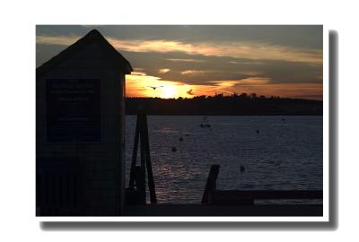 Fall sunset across the harbor, Boothbay