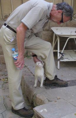 Cats 1.  Dick petting a cat (obviously)