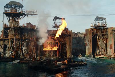 Water World show. Things exploding, burning, and splashing.