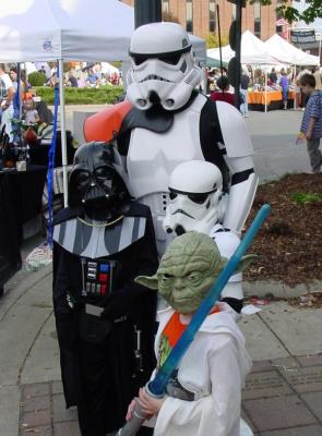Yoda battles Darth Vader and the Stormtroopers