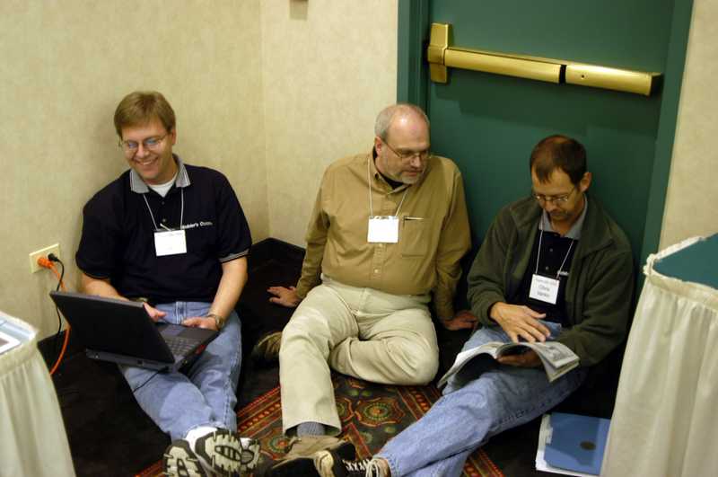 MCs Bob Trop, Jim Eager, and Chris Vanko discussing future projects