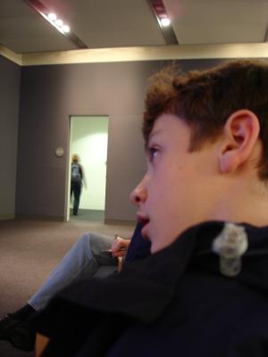 Nathaniel looking somewhat bored with the homeschool class.