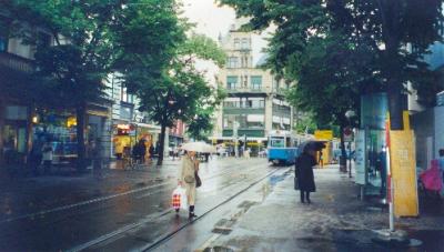 Bahnhofstrasse - on the Left (west) Bank. Called the most beautiful and expensive shopping street in the world.