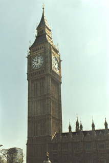 Big Ben (1858) - above the Houses of Parliament. England's largest clock. Big Ben refers to the bell -  struck every hour.