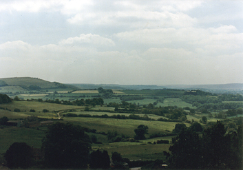 Shaftesbury: Blackmoor Vale seen from Gold Hill. Thomas Hardy country. He renamed Shaftesbury, Shaston, in his novels.
