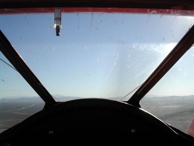 Judy's view through the windshield of her plane