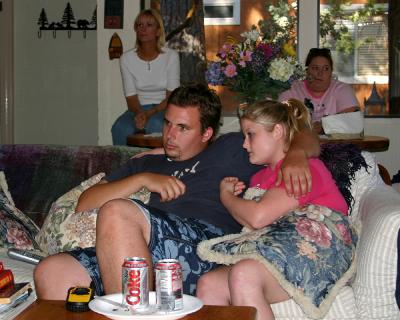 Jeff and Marianne watching TV at Paul's