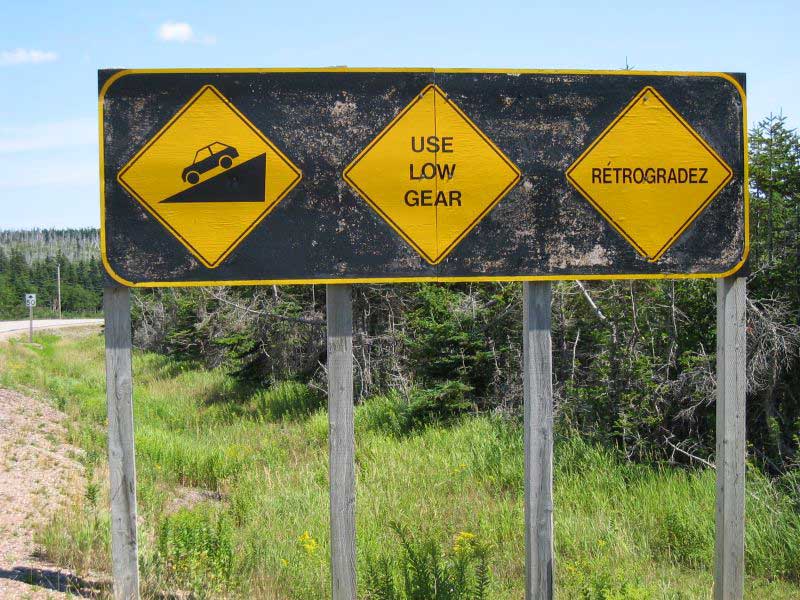 Engine braking can help with steeper stretches of the Cabot Trail