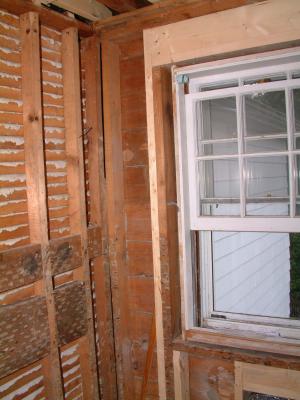 View of additional structural work added to existing Bathroom window.