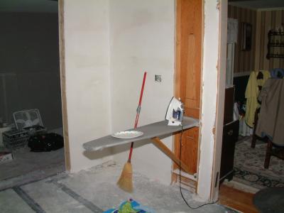 Ironing Board and future Pantry cabinet location.