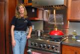 Julie with new stove