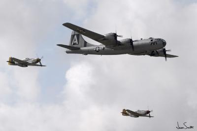 B-29 Superfortress and P-51's