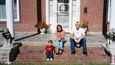 Ben, Momma, and Uncle Jeffrey sitting on the front porch of Ben's Great Grandparent's house (Norfolk, VA)