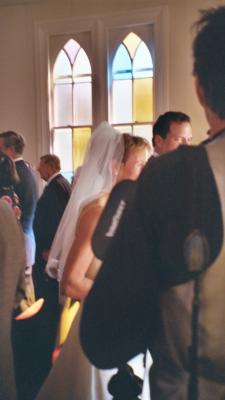 Karen and Bob as they process out of the church after their wedding in Sharps, VA