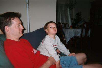 Papa and Ben hanging on the sofa at home