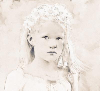 Sweet Girl - Sepia Sketch