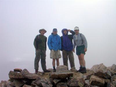 Jim, James, Kurt, and Ed, Summit of Missouri Mt. (Elev 14,067 ft)