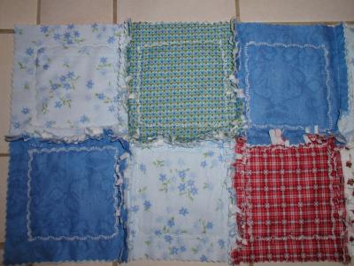 Sample of several squares assembled, but not yet washed.