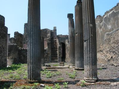 Columns in ruined courtyard