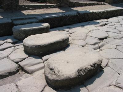 Stepping stones across the street into the theatres