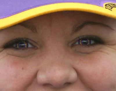 Here is the closeup of the Purple -- Viking Football --- contact lenses.