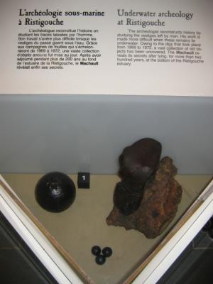 A cannon ball and the remains of a shoe