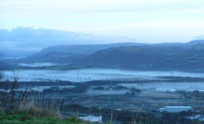 Mist lying heavy in the Lower Swansea Valley