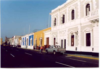 Colourful street in main district of Trujillo
