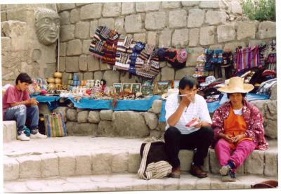 Street vendors at the foot of Santa Apolonia