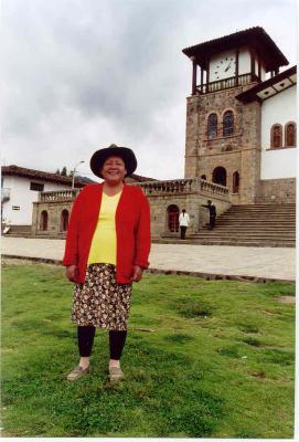 Chacas women proudly posing on the Plaza de Armas