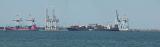 Container terminal and loading cranes.