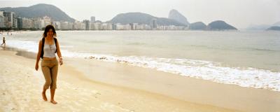 misty day on Copacabana, in the distance: Sugar Loaf on the right from centre