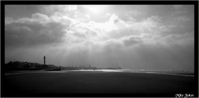 Hazy sun at Blackpool North Beach