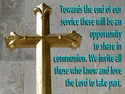 'Invitation to share communion' slide from the Cathedral series