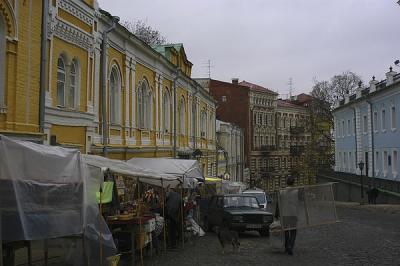 andreevsky street in the rain