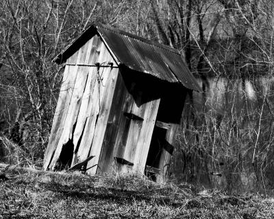 02 28 05  Tilted Shed in B&W