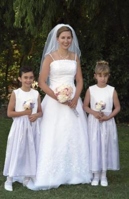 adele's wedding: bride and flower girls