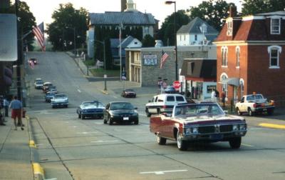 Auto club members  first up Platteville's two-way Main St at 6:00 a.m.: 2002