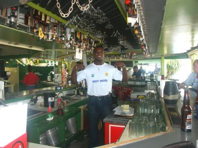 Barbados - Our favourite Barman at Carib Bar