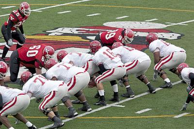 Western Kentucky University's Offense about to Run Their First Play of the Game.