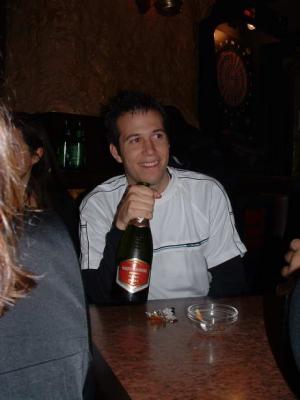 Kurt with his 7 euro bottle of champagne