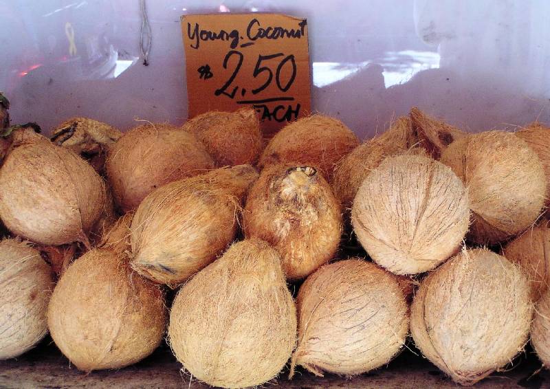 Young husked coconuts