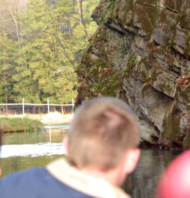 Boat  exiting cave