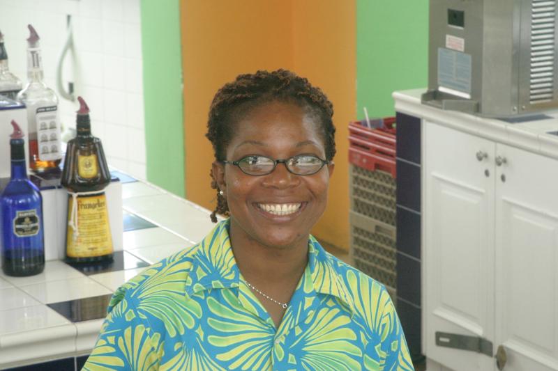 Kim -- the best female bartender in St. Lucia
