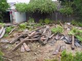 The pile of wood to be hauled away