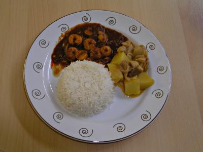 Nasi Lemak with Sambal Tumis & Chicken Curry