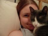 A self-portrait with Maddy being her usual snuggly self.