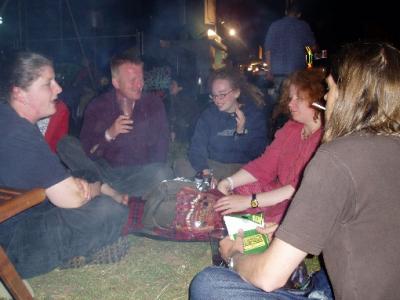 The nightly gathering at the Tiny Teas Tent