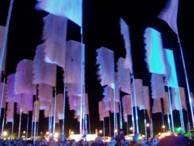 Flags at night
