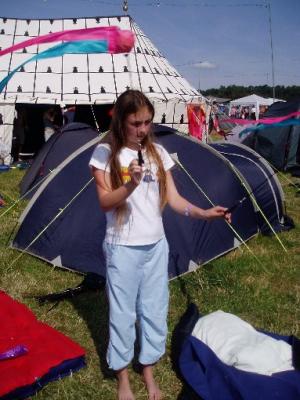 Practicing in the campsite